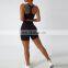Fashion gym fitness sets with logo black high waist activewear for women 2023 sport bra and short set biker short set