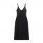 Elegant women's temperament V-neck sleeveless mid length backless dress, small black dress