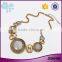 Vintage gold costume jewelry aulic style round gemstone necklace