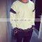 Mens fleece sweater T shirts in white with stripe hot selling 2016