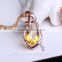 jewellery 925sterling silver 18K gold plat precious natural blue topaz yellow citrine gems pendant necklace turkish gold jewelry