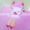 Lovely pink color printed gril hooded poncho towel cartoon girl hooded towel