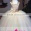 K118 lovely spagehetti straps floor length ball gown tulle flower girl dresses with bow belt