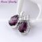 Fashion Amethyst Purple Zircon Stud Earrings for Women Platinum Plated Gold Earring Big Earrings