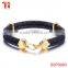 Aohua anchor bracelet jewelry, stingray leather gold plating for stainless steel and 6mm genuiine stingray leather cord