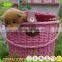 China Custom Handmade Removable Pink New Wicker Rattan Bicycle Basket With Lid