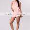 women fitness Suits French Terry Sleeveless Hoodie Top & Elastic Waist Drawstring Shorts blank sublimation Run Shorts