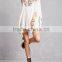 Latest Fashion center front pleats lace-up neckline long dolman sleeves Tunic Dress