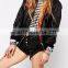 Runwaylover EY0992C Fashion Women Black Embroidery Bomber Jackets 2016