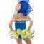 New arrival kids ballet dress-perform bird blue and yellow tutu jazz skirt