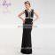 2017 New Arrival Design floor Length Black And Gold V Neck Dress For Prom