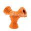 Low price multiple colors dog chew rubber toy food leaking trihedron for pet biting/ teeth cleaning