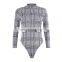 Wholesale woman one piece for and turtle neck long sleeve printed sexy rompers leotard bodysuits