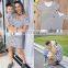 2019 summer Mother and Daughter Casual Cotton black white Striped Maxi Dress Mommy&Me Matching Set Outfits