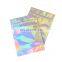 Custom printed holographic pouch ziplock packs hologram mylar packaging iridescent bags for cosmetic