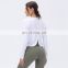 Custom Logo Loose Yoga Tee Solid Color Long Sleeves T-shirt Women Outdoor Fitness Sportswear Gym Top