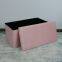 Foldable storage velvet ottoman-Pink