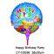 2016 happy birthday round shaped foil balloon cup stick shaped helium balloon for birthday party decoration