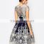 Chinese Clothing Manufacturers Metallic Lace Midi Prom Dress with Bardot Neck