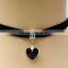 Hot selling Black color Heart Pendant velvet choker necklace