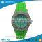 Fashion quartz movement silicone strap diamond circle lady wrist watch