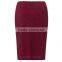 New classic fashion women midi textured red pencil skirt