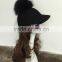 wholesale fashion womens wool felt horseman visor hat with top fur ball