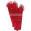 Red Wrist Length Factory Hot Sale Flower Design Satin Bride Gloves
