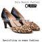 The high quality leopard leather pumps dress shoes Fancy horsehair genuine leather high heel office ladies shoes CP6662