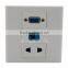 VGA, Cat6 Rj45, 2 Ports AC Power Wall Plate Support Customization