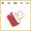 Women Shopping Bag Cotton Canvas Stripes Tote Handbag