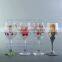 Wedding Gift Frosted Decal Glass Goblet Coloured Long-stem Wine Glass