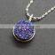 S925 Sterling Silver Genuine Natural Gemstone Druzy Necklace Precious Necklace