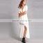 2017 Summer V Neckline Lace Long Dress Short Sleeves White Floral Maxi Lace Dress Hsm9125