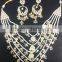 5 line bridal KUNDAN designer pearl GOLD PLATED necklace DANGLER EARRING set