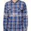 Men's floral print casual shirt with blue attached inside collar and cuff