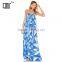 Custom print bohemian dress plus size flowing one piece maxi dress