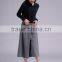 2016 fashion women grey pleated pants wool culottes