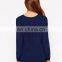 New design draped trim long sleeve woman blouse 2015 fashion chiffon blouse