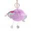 Custom Promotional Metal Keychain Unicorn PU Leather Pom Pom Bag Key Chain