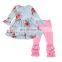 High Quality Baby Girl Cotton Sets Floral Top And Pink Trousers Ruffle Back To School Kids Girl Outfits