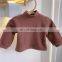 Fall/winter solid color long-sleeved pullover, temperament trend baby and children's clothing, thick round neck warm baby top