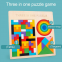 Wooden Tetri Puzzle Brain Teasers Toy Tangram Jigsaw Intelligence Colorful 3D Russian Blocks Game STEM Montessori for Baby Kids