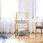 K&B collapsible bamboo laundry basket foldable 2-tier laundry basket for bathroom