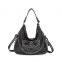 Punk style unisex leather handbag large capacity portable rivet bag