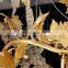 Wholesale Hotel Restaurant Bar Decorative Unique Gold Maple Leaf Glass Chandeliers Lighting