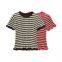 2025 new summer Korean version simple style striped round neck layered decorative striped T-shirt