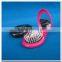 Plastic oval folding makeup mirror with hair brush