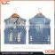 2016 China wholesale OEM customize jeans design hole blue ladies fashion new jeans vest