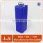 high end blue pu wine gift papckaging box with metal lock and handle
